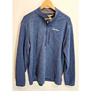 Eddie Bauer Fleece Quarter Zip Sweater Mens XXL Blue